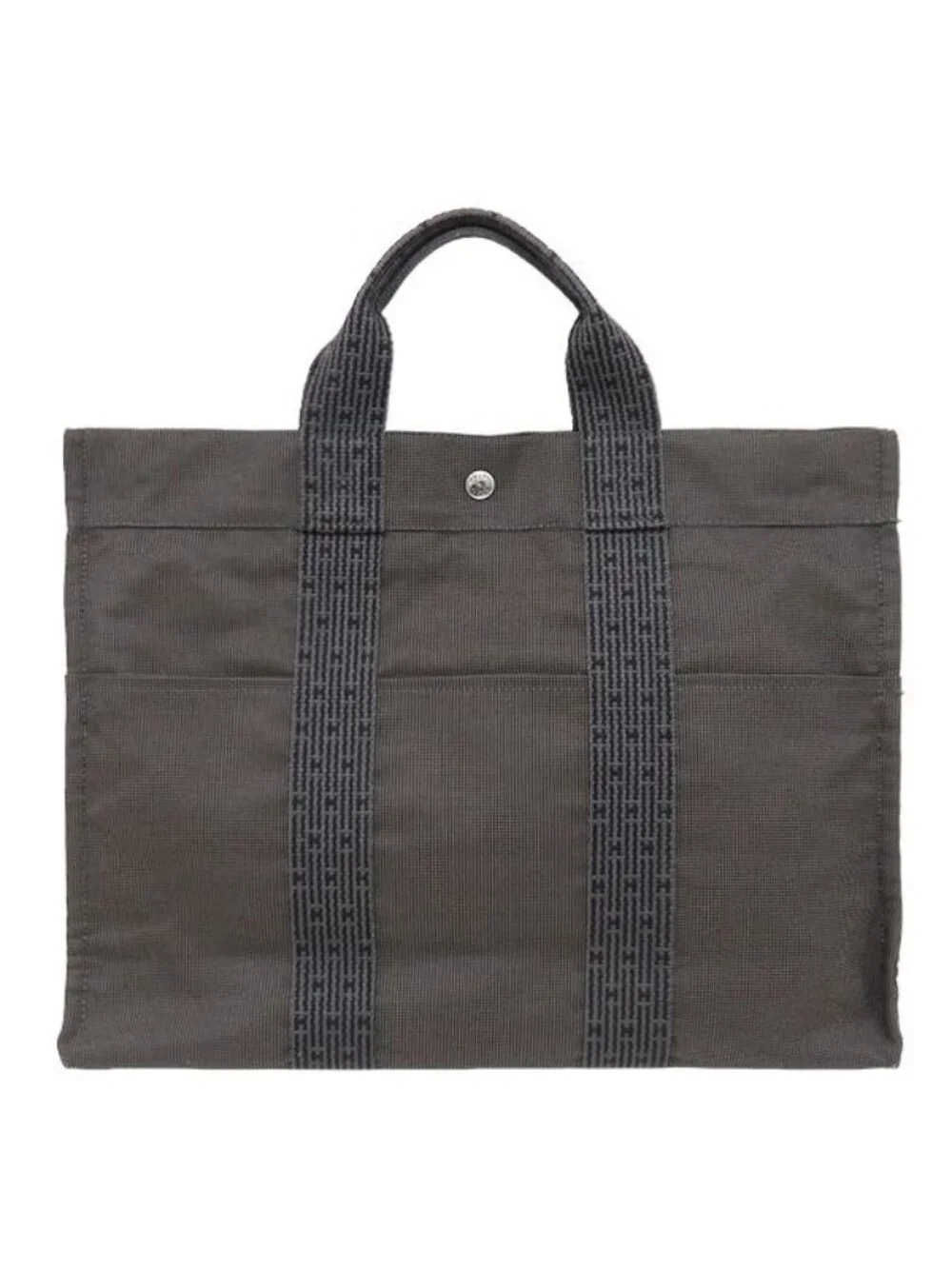 Hermes Tote Bag Herline MM Canvas Gray Silver Cadena Non Removable